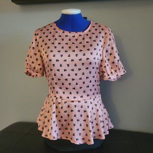 'Forever 21 (Hello Kitty Collection)' Peplum Top, Size S